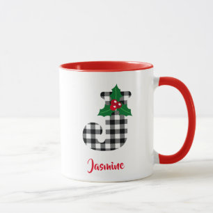 Créer un nom personnalisé Initial J Christmas Mug