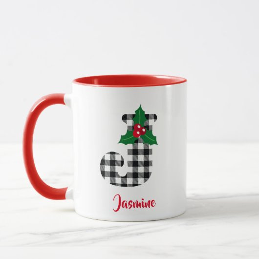 Créer un nom personnalisé Initial J Christmas Mug (Gauche)