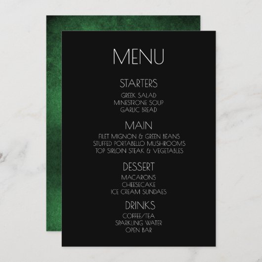 Créer votre propre - Vert - Texture détendue Menu (Devant / Derrière)