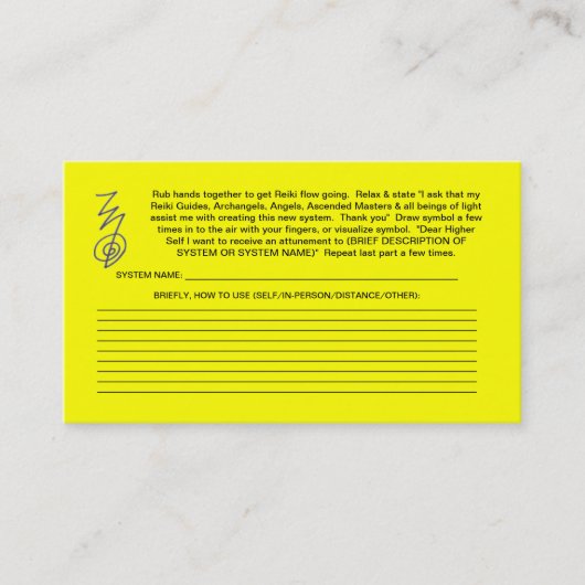 Créez les nouvelles cartes de système de Reiki (Devant)