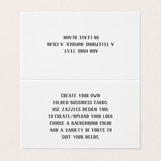Créez vos propres Cartes de visite pliés Customisé (Extérieur déplié)