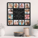 Créez votre collection photo personnalisée Amitié<br><div class="desc">Faites de cette horloge murale de collage photo noir et argent tendance unique avec 12 de vos photos préférées avec votre meilleur(s) ami(s). Le design comprend également un script "Besties" écrit à la main,  vos noms et la date que vous avez rencontrée.</div>