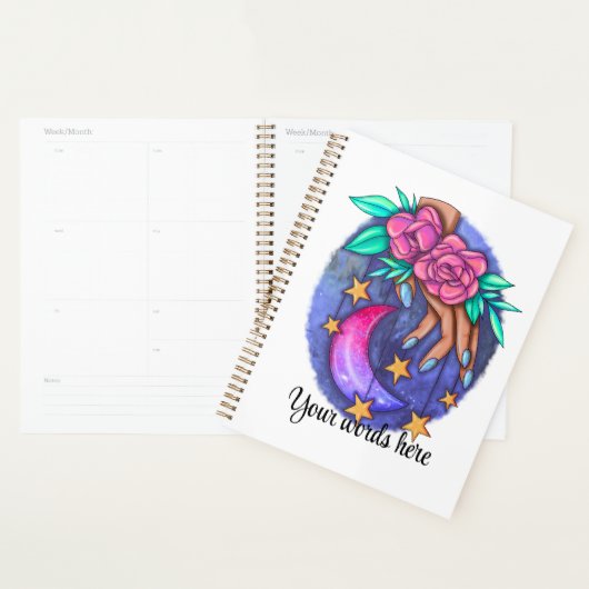 Créez Votre Mignonne Lune, Étoiles, Main Rose (Devant avec enveloppe)