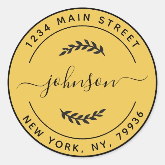 Créez Votre Propre Autocollant Rond Or et Noir (Devant)