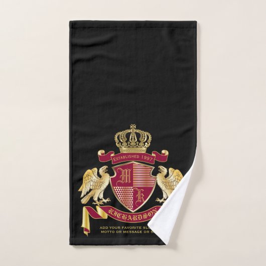 Créez votre propre blason d'armoiries d'aigle roug (Serviette à main)