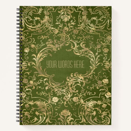 Créez Votre Propre Cahier Vert Olive Doré (Devant)