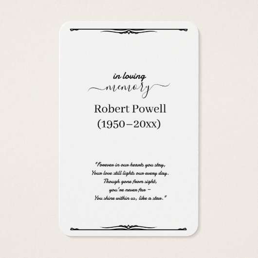 Créez votre propre carte de condoléances simple 3, (Dos)