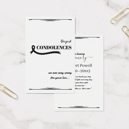 Créez votre propre carte de condoléances simple 3, (Bureau)