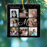 Créez votre propre collection de photos 8 Monogram<br><div class="desc">Monogramme | 8 Photo Collage & Confetti coloré mignon sur Noir</div>