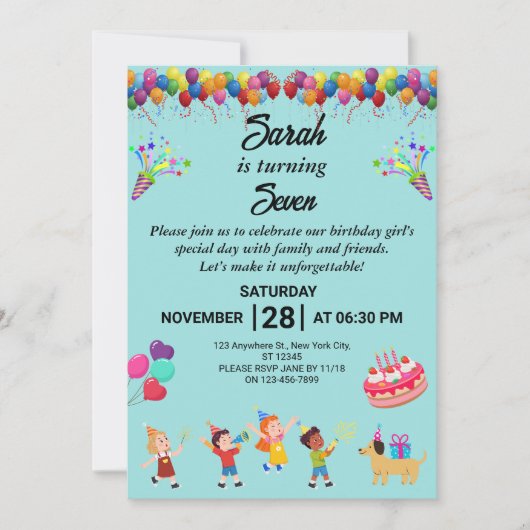 Créez votre propre Invitation de fête d'anniversai (Devant)