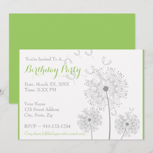 Créez votre propre invitation de fête d'anniversai (Devant / Derrière)