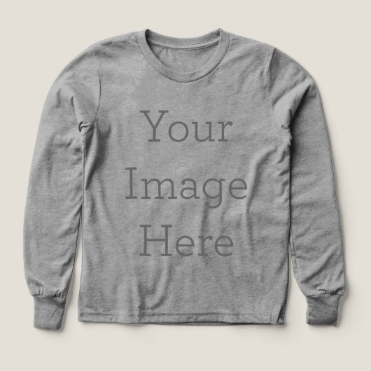 T-shirt manches longues fille Bella+Canvas tri-matière, Gris, Jeune S (Motif recto)