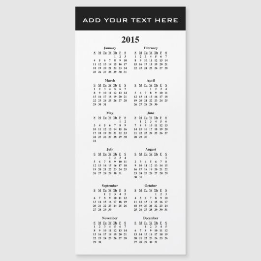 Créez votre propre Modèle de calendrier 2015 (Devant)