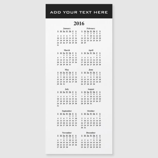 Créez votre propre Modèle de calendrier 2016 (Devant)