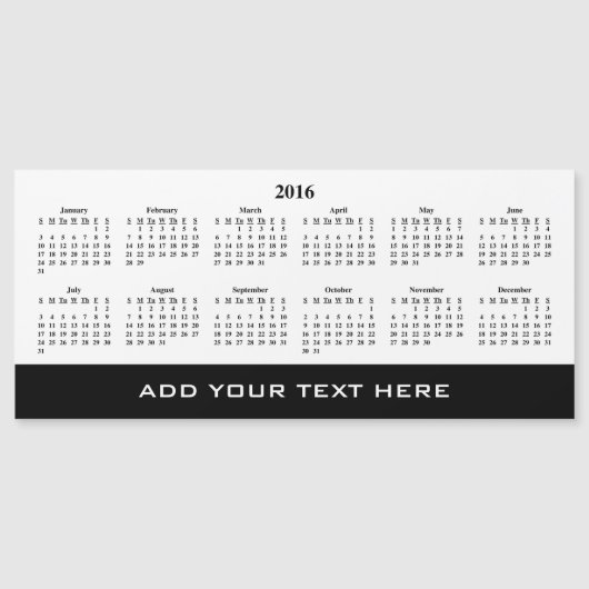 Créez votre propre Modèle de calendrier 2016 (Devant)