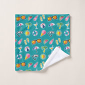 Créez votre propre monogramme côtier Teal de motif (Gant de toilette)