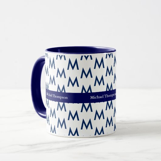 Créez votre propre monogramme mug bleu (Devant gauche)