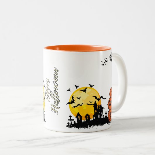 Créez votre propre Mug Orange Happy Halloween (Devant droit)