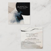 Crème Abstraite Aquarelle Et Carte de visite Noir (Devant / Derrière)