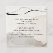 Crème Abstraite Aquarelle Et Carte de visite Noir (Dos)