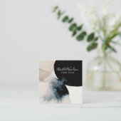 Crème Abstraite Aquarelle Et Carte de visite Noir (Debout devant)