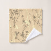 Crème Abstraite moderne Beige Fleur sauvage (Gant de toilette)
