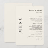 Crème Afgeronde Bruiloft Receptie Menu Uitnodiging (Voorkant / Achterkant)