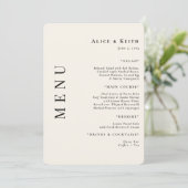 Crème Afgeronde Bruiloft Receptie Menu Uitnodiging (Staand voorkant)