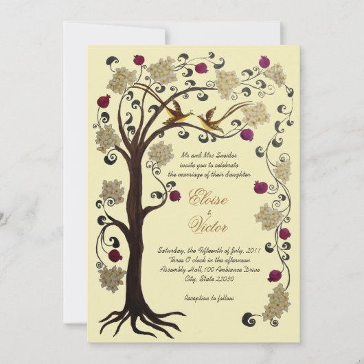 Crème Arbre de faire-part de mariage (v)/ivoire (Devant)