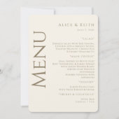 Crème Arrondi Or texte Mariage Menu Invitation (Devant)