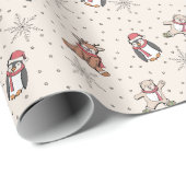 Crème Baby's Eerste Kerst Winter Dieren Cadeaupapier (Rol Hoek)