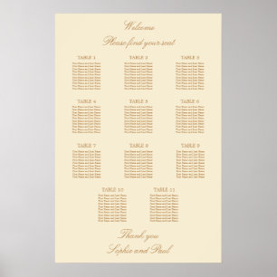 Crème Beige 11 Tafel Bruiloftstoelindeling Poster