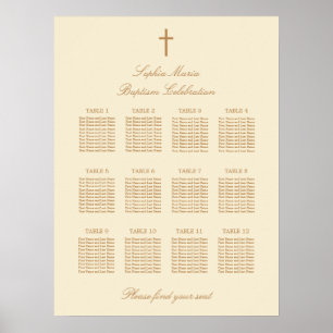 Crème Beige 12 Tafel Doop Stoelenkaart Poster