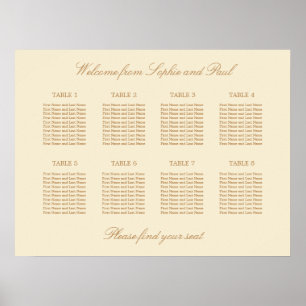 Crème Beige 8 Mariage de table Poster
