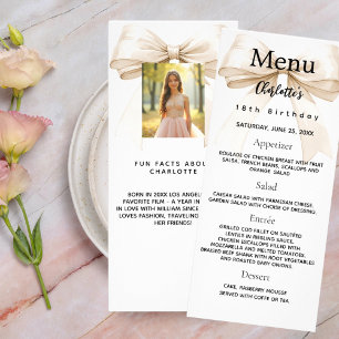Crème beige arc photo fun faits carte menu d'anniv