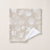 Crème Beige Blanc Coques De Plage   (Gant de toilette)