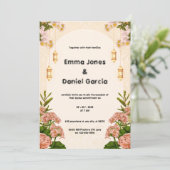 Crème beige et Faire-part de mariage rose (Debout devant)