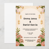 Crème beige et Faire-part de mariage rose (Devant / Derrière)