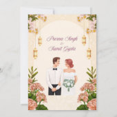 Crème beige et faire-part de mariage rose (Dos)