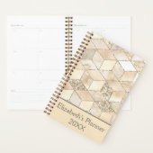 Crème beige géométrique Monogram Champagne Glitter (Devant avec enveloppe)