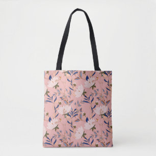 Crème Beige Lelies: Roze Naadloze Achtergrond Draagtas