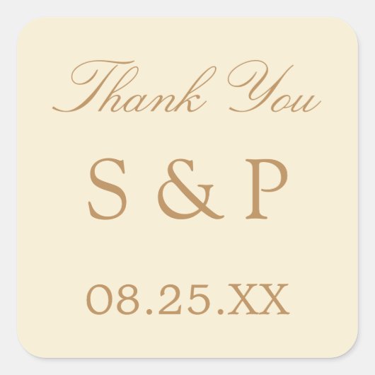 Crème Beige Mariage Favoriser Merci Sticker (Devant)
