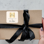 Crème beige naam handtekening bedrijf logo vierkante sticker