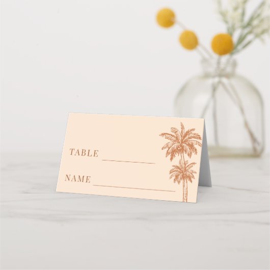 Crème Beige Palmboom Boho Beach Trouwtafel (Voorkant)