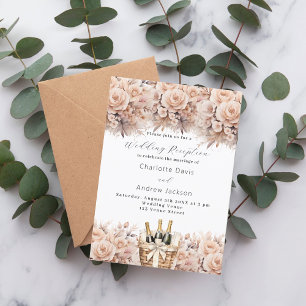 Crème beige rozen mousserende wijn bruiloft recept kaart