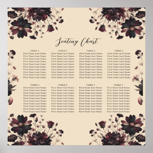 Crème Beige  Shabby Chic Moody Bloemen Seat Poster (Voorkant)