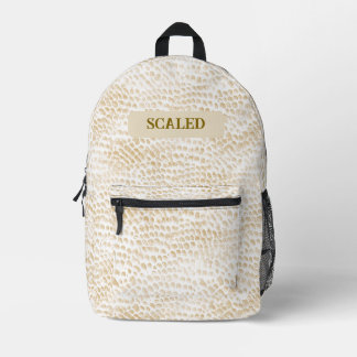 Crème Beige Slangenhuid Patroon Elegante Reptiel Bedrukte Rugzak