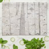 Crème Beige Witte Berken Bomen Theedoek (Gevouwen)