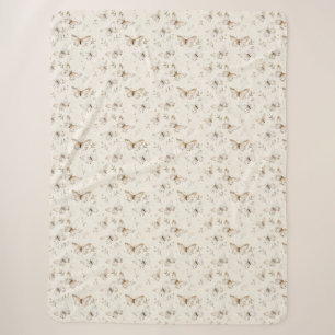 Crème Beige Zand Vlinders Sherpa Deken