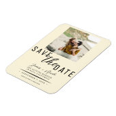 Crème Bewaar de datum Foto Bruiloft Magneet (Linkerzijde)